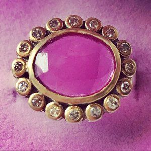 Pink Tourmaline Diamond Ring